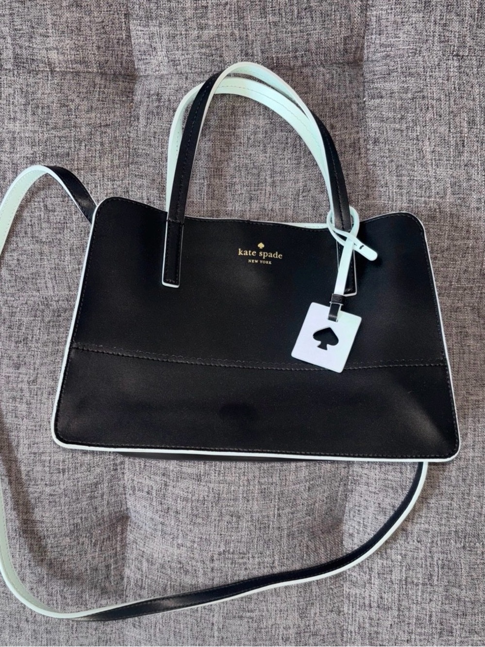 kate spade Black Tote with Mint Trim and Gold Logo